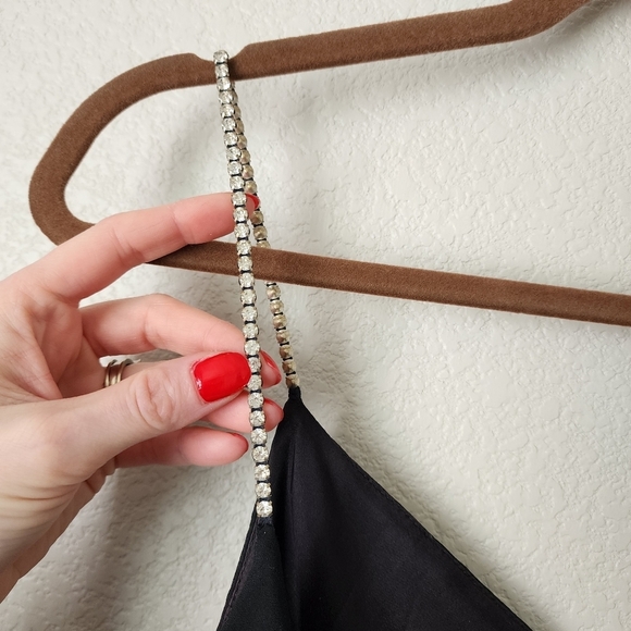 DAVE & JOHNNY x VINTAGE 90s prom dress black gem straps 11/12 - Picture 11 of 13